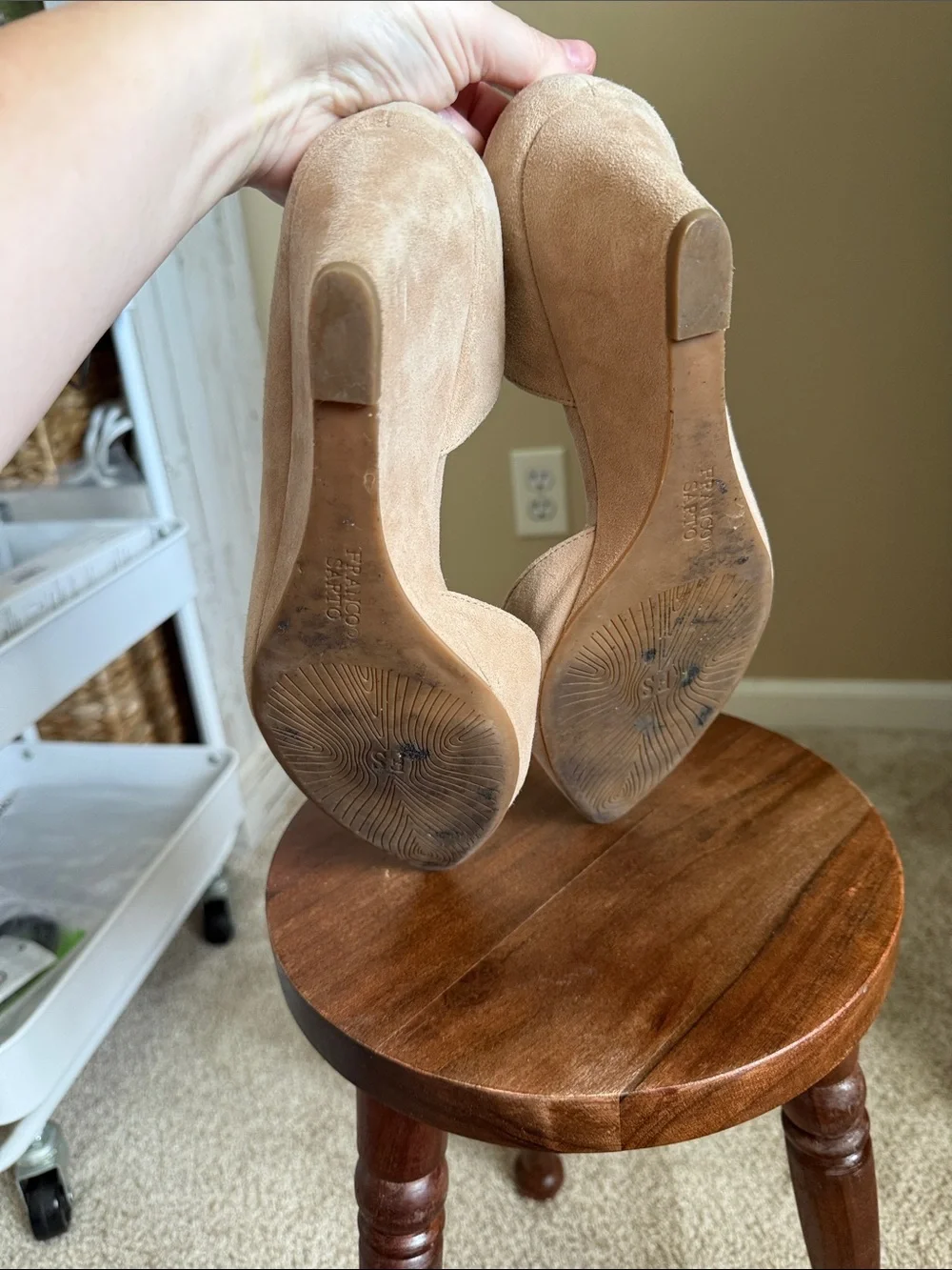 Franco Sarto Blush Suede Pointed-Toe Pumps